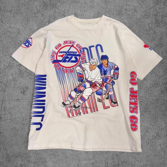 Vintage 1990 Winnipeg Jets Bulletin NHL AOP Tee - Picture 4 of 6